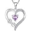 starchenie Collana Cuore Infinito Donna Argento 925 con Ametista Pietra Portafortuna Zirconi Ciondolo Regalo Gioielli di Compleanno Anniversario
