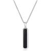 GAVU Collana da Uomo in Acciaio Inox con Ciondolo Piastrina di Onice Nero, Collana Catena Uomo con Ciondolo Targhetta 55cm