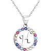 Sofia Milani - Collana da Donna in Argento 925 - con Pietre di Zircona Multicolore - Ciondolo Lettera H - N0521