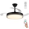Wonderlamp Ventilatore LED pale pieghevoli Miso Evo nero 72 W con memoria di accensione, APP, telecomando CCT 3000-4000-6000 K, dimmerabile, silenzioso