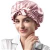 Umisleep 22 Momme 100% seta di gelso per dormire con volant, double face, morbido e traspirante, fascia larga regolabile per capelli ricci, Colore: rosa., 53-63
