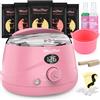 MaxFlat Scaldacera, scaldacera professionale ceretta brasiliana scalda cera per ceretta con cera brasiliana kit completo (Pink)