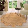 TT Home Tappeto Fibra Naturale Juta Soggiorno Rotondo Etnico Boho Fatto A Mano Bordura, Colore:Natura, Dimensione:80 cm Rund