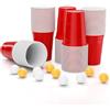 Metionga 100 Bicchieri Rossi Plastica, Riutilizzabili Bicchieri in Plastica + 10 Palline, Tazze 16 OZ/ 473 ML Bicchieri Rossi, Red Cups Set, Bicchieri Festa Americana