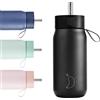 Chilly's Switch - Tazza Switch in acciaio inossidabile senza BPA con cannuccia larga per frullati e tè - A doppia parete, isolata sottovuoto - Abyss Black, 750ml
