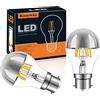 KOOYWAN 6W B22 Lampada a LED specchio Argento A19 bianco caldo dimmerabile 2PCS