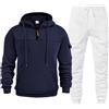Generico Tuta Uomo Completa Cotone Invernale 2 Pezzi Taglie Forti Giacca con Cappuccio E Pantalone Comoda Elegante Autunno Inverno Alla Moda Felpa con Zip e Tasche Sportiva Palestra Fitness Casual