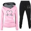 Yekdmxop Tuta Donna Sportiva Invernale 2 Pezzi Leggero Tuta Completa Palestra Tuta Elegante Stampa a Forma di Cuore Invernale Abbigliamento Elegante Fitness Completo Sportivo Tuta Ginnastica Comoda