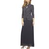 Alex Evenings Abito Lungo da Donna in Jacquard con Collo alla Coreana (Petite Regular) Occasioni Speciali, Fume., 46