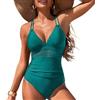 SEDEX Costume Intero Donna Scollo a V Costumi da Bagno Contenitivo Croce Indietro Intero Modellante Un Pezzo Monokini Mare Piscina Spiaggia Imbottito Costumi da Bagno Donna Curvy(Verde, L)