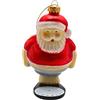Dekohelden24 Lauschaer - Pallina per albero di Natale Lauscha, decorazione in vetro, Babbo Natale su bilancia, in rosso, in Lauscha, 7 x 5 x 10 cm (lunghezza x larghezza x altezza).