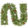 himaly 180cm/6ft Ghirlanda Natalizia, 8 Pigne Bianche, 8 Bacche Rosse, Ghirlande Verde Artificiali PVC, Scala Sospesa in Rattan Natalizio, Finestra, Camino, Parete, Porta d'ingresso, Decorazione Natalizia