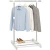 Relaxdays Appendiabiti su Ruote, Guardaroba con Asta Appendi Abiti, H: 97-165 cm L: 92-160 cm, Ripiano Scarpe, Metallo, Bianco, Argento