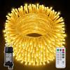 CNMTCCO Catena Lumi a LED esterno, luci fatate da LED all'interno, bianco caldo, 8 modalità di luci fatate lunghe con timer e telecomando, lucine da esterno impermeabili IP44 per (20M 200LED)