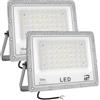 CREATESTAR - 2 Pezzi Faretto LED da Esterno 50W, 4916LM 6500K Luce Bianca Fredda, IP66 Impermeabile, Faro LED Regolabile a 180° per Giardini, Terrazze, Garage e Sicurezza