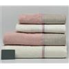 Mahome Set Asciugamani 4 Pezzi 450 Gr/m² 100% Cotone Italiano Artigianale con Balza in Lino | Set 2 Viso + 2 Ospite Morbidi Soffici Made in Italy (Rosa Antico Balza Lino)
