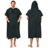 Zingtto Poncho da surf, accappatoio extra large, spesso, per uomo e donna, con tasca per cappuccio, per spiaggia, nuoto, 119,4 x 94 cm, nero
