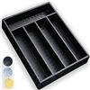 Berglander portaposate da cassetto in legno rivestito in pelle nera, porta posate cucina cassetto, porta posate cucina cassetto, vassoio di posate, portaposate, organizzatore di cassetti da cucina