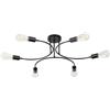 STARRYOL Lampadario Moderno a 6 Bracci Metallici Nero 70cm - Sospensione a Tubo Curvo con 6 Portalampade E27 per Soggiorno/Camera, Design Semicircolare, Facile Installazione - bulbi non inclusi