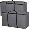 YUEcthynous 2 sacchetti extra large da 150 l, 600D Oxford Heavy Duty per trasloco con chiusura lampo, borsa impermeabile per vestiti, coperte e cuscini (grigio)