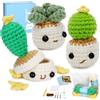 CrochetBox Kit all'uncinetto per piante in vaso con faccine sorridenti per principianti per adulti - Filato morbido per uncinetto, video tutorial passo dopo passo, regalo di compleanno