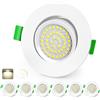 KYOTECH Faretti LED da Incasso per Cartongesso Dimmerabile 68-80mm Ultrasottili 5W IP44 Faretto Incasso Cartongesso Bianco Neutro 4000K Faretti da Incasso Orientabile di 45° per Bagno, Set di 6 Bianco