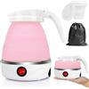 LOMUG Bollitore Pieghevole da 600 ml Portatile da Campeggio, Mini Bollitore Elettrico in Silicone, Piccolo Bollitore da Viaggio con 2 Bicchieri Pieghevoli per Campeggio, Viaggi, attività all'aperto