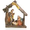 Logbuch-Verlag Piccolo presepe natalizio in resina, 9 x 8,5 cm: decorazioni Natale casa, natività con Maria Giuseppe e Gesù Bambino, statuina elegante da tavolo o mensola