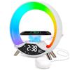 Cuteefun Wake Up Light, Sveglia All'Alba con Stazione di Ricarica da 15W, Luce Sveglia da Comodino con Altoparlante Bluetooth, Doppio Allarme, Radio FM, Oltre 10 Colori di Luce Regolabili, Bianco