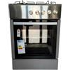Generico Cucina a Gas 4 Fuochi Con Forno a Gas Grigio Con Piano Cottura in Acciaio Inox