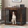 Hello-5ive Grande gabbia per cani mobile, gabbia per cani in legno con doppie porte, resistente cuccia per cani da interno con tappetino in peluche per cani di piccola e media, tavolino, 80,5 x 59 x