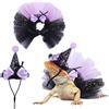 Fnaobai Set di 2 costumi da strega da drago barbuto, per piccoli animali domestici, cappello regolabile, fiocco, tutù, gonna, abiti per lucertole, porcellini d'India, furetti, per feste di Halloween