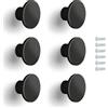 Poliplast - Set da 6 Pomelli, Design a cerchio, per Cucina, Armadio e Cassetti, Verniciato a mano, Colore Nero, Art. 22