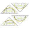 JIANTA Geometria Triangolo, 4Pcs Geometria di Triangolo in Plastica Trasparente, Squadra Geometrica con Manico Rimovibile, 16cm, Geometrica Per Scuola e Ufficio Studenti Designer(4Pz Giallo)