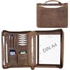 ALMADIH Ventiquattrore in pelle A4 con cerniera Marrone Vintage Portablocco Organizer Porta Documenti Conferenza Anelli + Block Notes Cartellina Organizzatore Carpetta