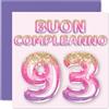 Stuff4 93° Biglietto Auguri Compleanno Donne, Palloncini Glitter Rosa Viola