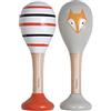 Kindsgut Sonagli (set di 2), strumenti musicali per neonati e bambini, ideali per il viaggio, colori tenui e alta qualità, volpe e strisce