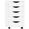 WOLTU Scrivania a Piedistallo con 5 Cassetti, Schedario Rotante, Comodino, Mobile per Ufficio, Camera da Letto, in Legno Ingegnerizzato PB, Bianco, 40x40x66,5cm, ASK14ws