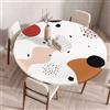 Morbuy Plastificata Tovaglia Rotondo con Bordo Elastico, Tovaglie da Tavola Antimacchia Plastica Tovaglia per Salotto Caffè Pranzo Giardino Decorazione -Astratto Pittura 3D (Bianco,120cm)