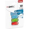 Emtec USB 2.0 D250 Mini Pack 3 16 GB