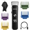 Barberboss Regolabarba e Viso per Uomo, Tagliacapelli Compatto con Manopola Regolabile, Doppia Velocità, Display LED, Lama in Ceramica e Titanio, Regolabarba con 4 Pettini e Ricarica USB