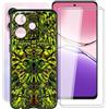 YQINHHME Custodia per Oppo A5 PRO CPH2711 (6.67) + 2 PCS Pellicola Vetro Temperato, Ultra Sottile Antiurto TPU Protettiva Case Morbida Silicone Nero Cover per Oppo A5 PRO CPH2711 - Folletto Verde