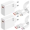 AOKUTDA 2Pack 67W Caricatore Rapido Adattatore USB per Xiaomi,Caricatore Caricatore Turbo con Cavo USB C 2m per Xiaomi Redmi 13T/13/12S Ultra/13 Lite/12X/11T,Note 15 Pro/14 Pro/13 Pro/12 11 Pro,Poco F5 X5 Pro
