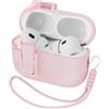 MHYALUDO Compatibile con custodia AirPods Pro 2nd Generation Case Cover, Gomma siliconica liquida Auto Pop-Up Grado militare Anti-Caduta Silicone morbido per AirPods Pro, LED frontale visibile, Rosa