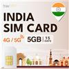 travSIM SIM India | 15 Giorni - 05 GB a velocità 5G/4G | SIM Card India Tourist per rimanere connessi | Assistenza 24 ore su 24, 7 giorni su 7