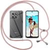 ISOI Cover con Cordino per Honor 400 Smart 5G, Custodia Trasparente con Collana Tracolla Laccio Collo Ultra Sottile Morbido TPU Silicone Antiurto AntiGraffio Case, Rosa