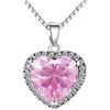 Navachi - Ciondolo a forma di cuore con rubino o smeraldo 3,7 ct in argento Sterling 925, placcato in oro bianco 18 ct, per collana, Pendant: 1.2cm x 1.9cm, Gem: 9mm x 9mm, Pietra Zirconia cubica