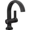 Delta Albion Matte Black Bathroom Faucet 1 Hole, Single Hole Bathroom Sink Faucet for Vanity, Metal Push-Pop Drain Assembly, Matte Black 15855LF-BL
