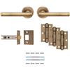 Carlisle Brass Faro Ulitmate - Confezione da porta con coppia di maniglie, 3 cerniere e un chiavistello da 7,6 cm in ottone anticato