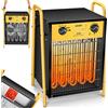 MASKO® Stufa elettrica Termoventilatore Riscaldatore da cantiere con termostato integrato, Riscaldatore elettrico con 3 livelli di calore, Termoventilatore per uso interno, giallo, 9 KW